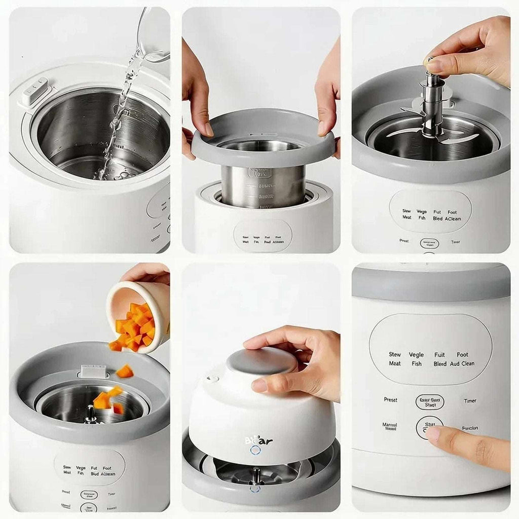 NEW Bear NutriEase All Stage Stainless Steel Baby Food Maker Steamer and Blender