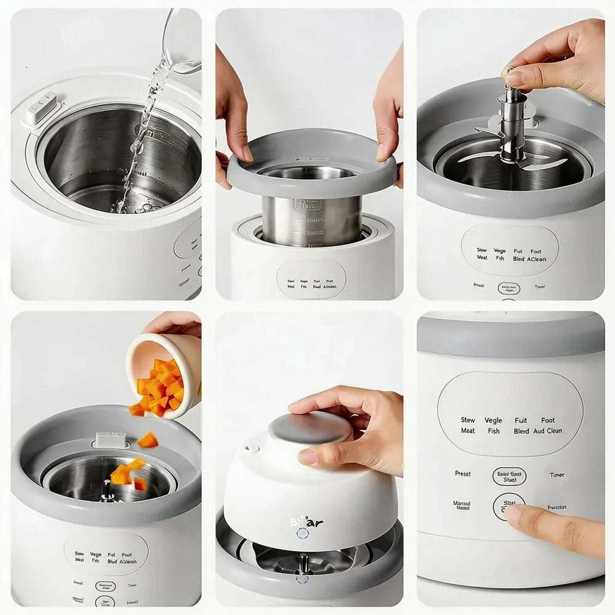 NEW Bear NutriEase All Stage Stainless Steel Baby Food Maker Steamer and Blender