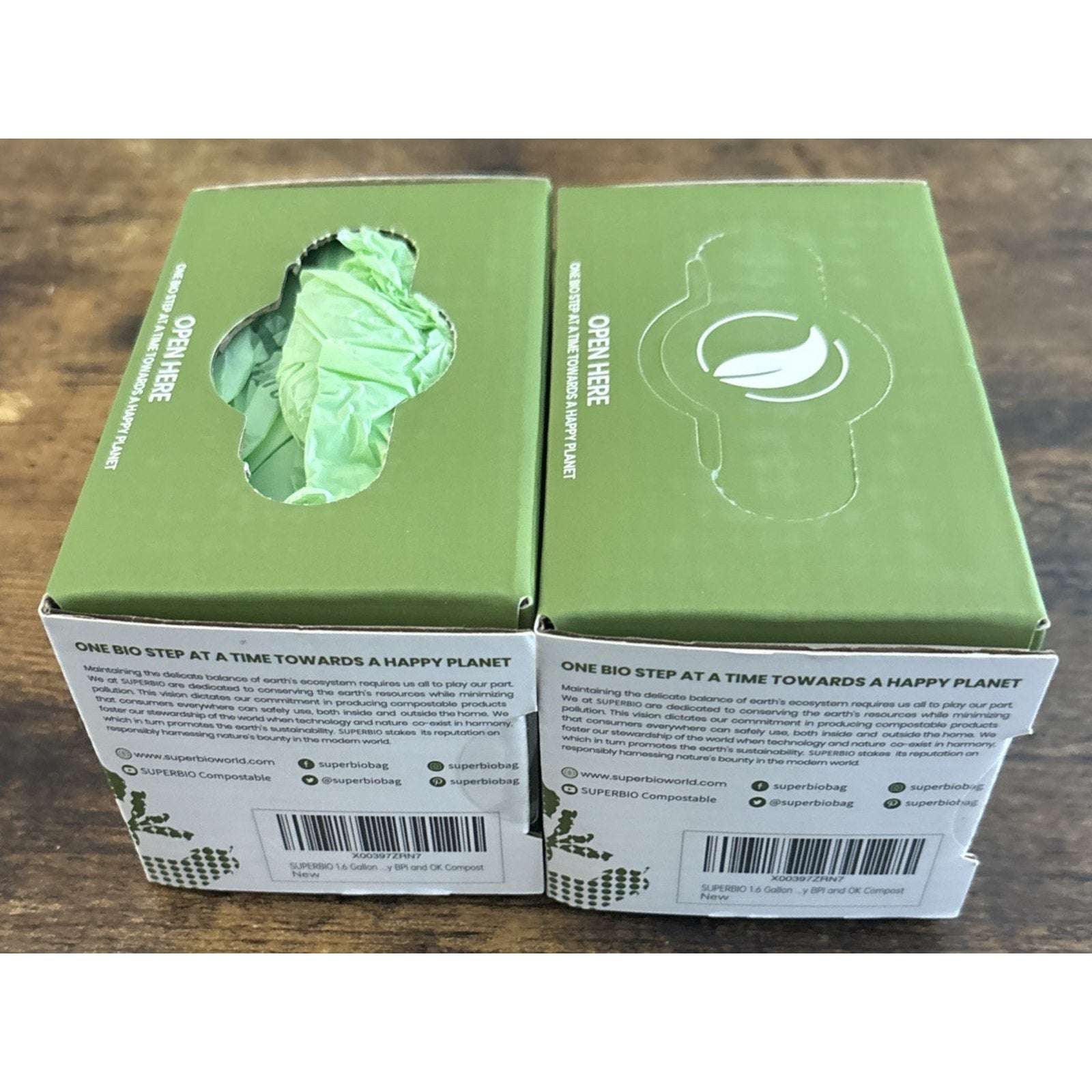 100Pk SUPERBIO 1.6 Gallon Handle Tie Compostable Food Scrap Bags Counter Top Bin