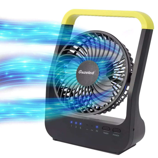 Battery Powered Fan, Portable Camping Fan w 3 Speeds Quiet 180° Rotation & Timer