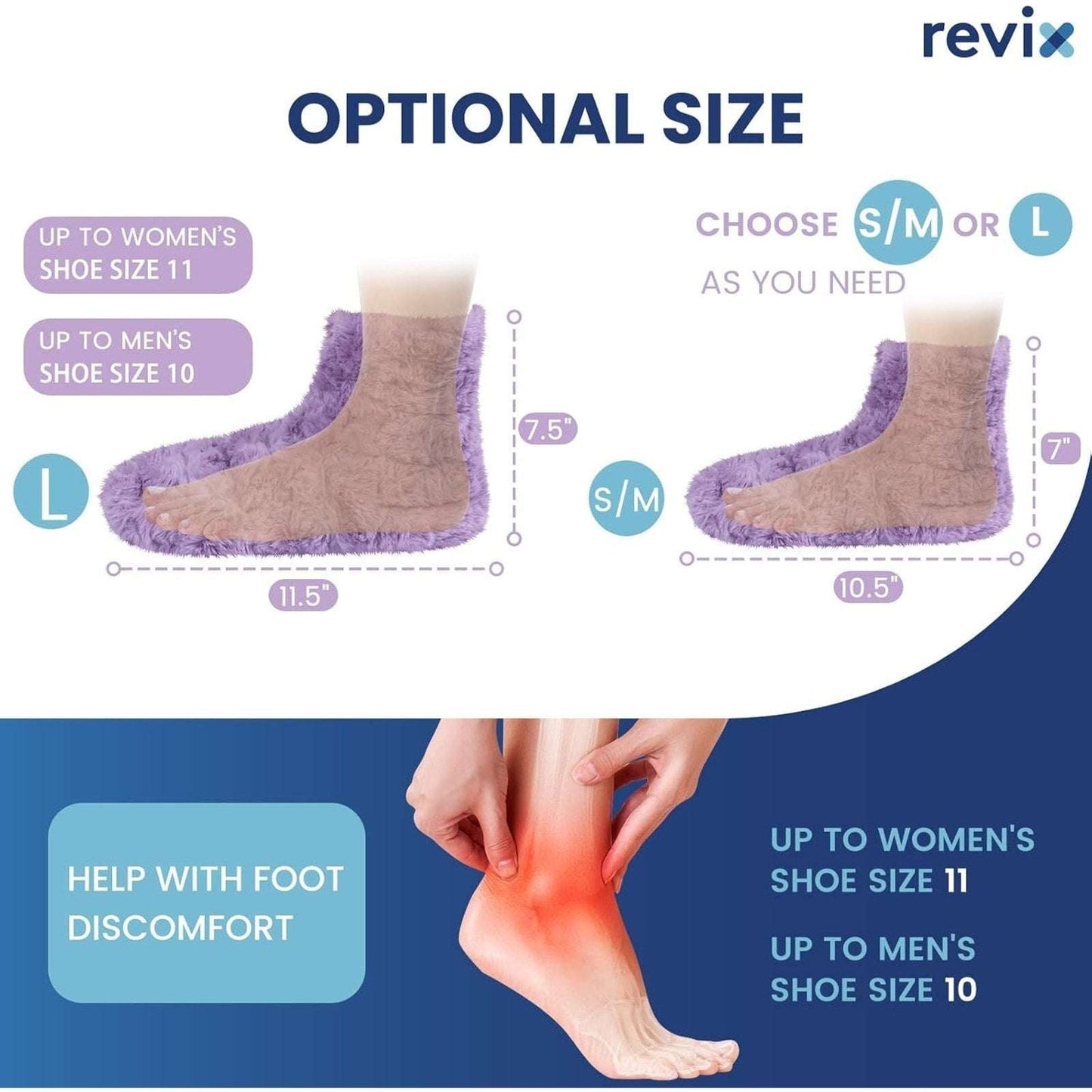 REVIX Microwavable & Freezable Booties Feet Ankle Warmers Hot/Cold Socks