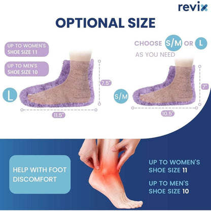 REVIX Microwavable & Freezable Booties Feet Ankle Warmers Hot/Cold Socks