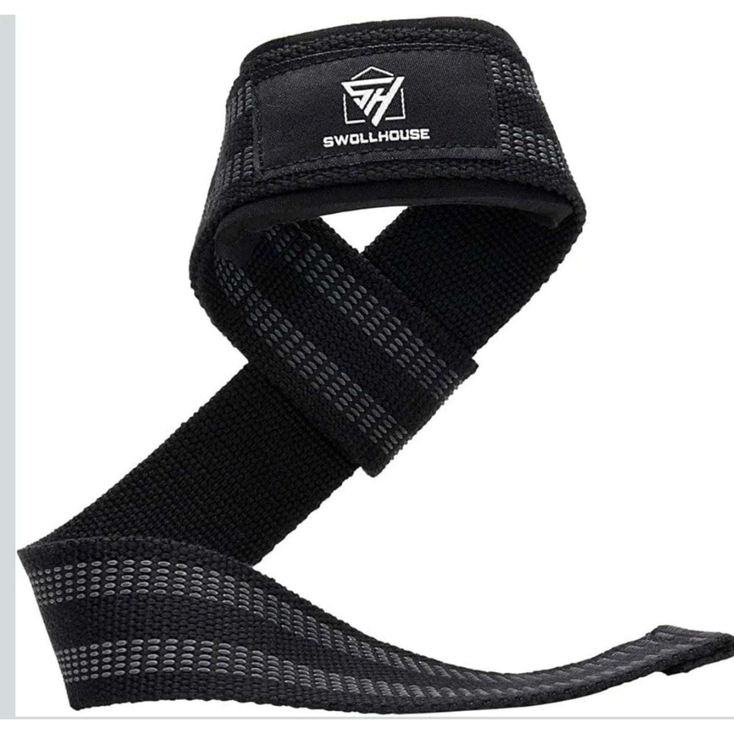 SWOLLHOUSE Knee Wraps + Wrist Wraps + Weight Lifting Straps Bundle (1 Pair Each)