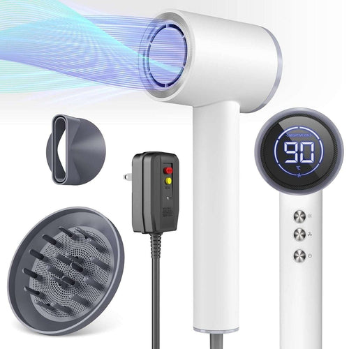 1600W High Speed Negative Ion Smart Hair Dryer 4Temp/3Speed 360° Magnetic Nozzle