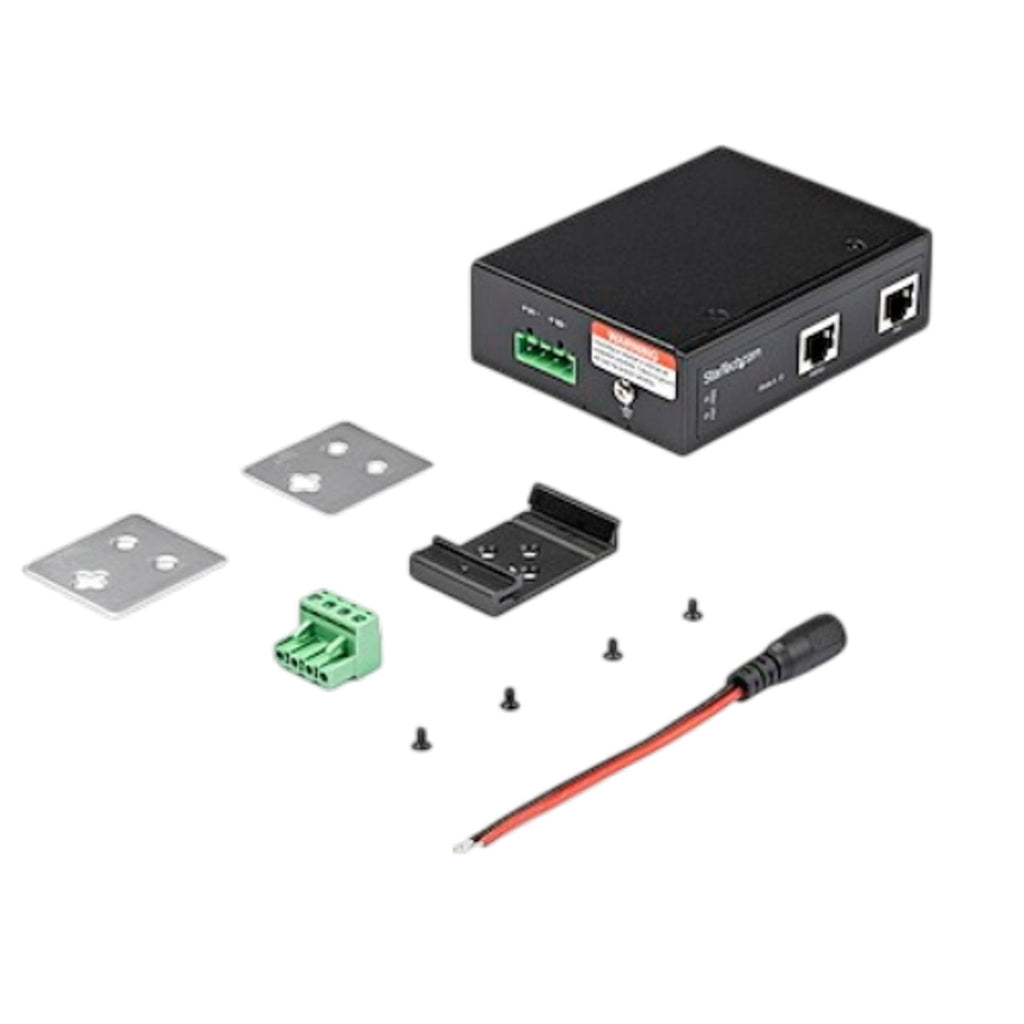 StarTech.com Industrial Gigabit PoE+ Injector 30W TAA 802.3at Midspan DIN Rail