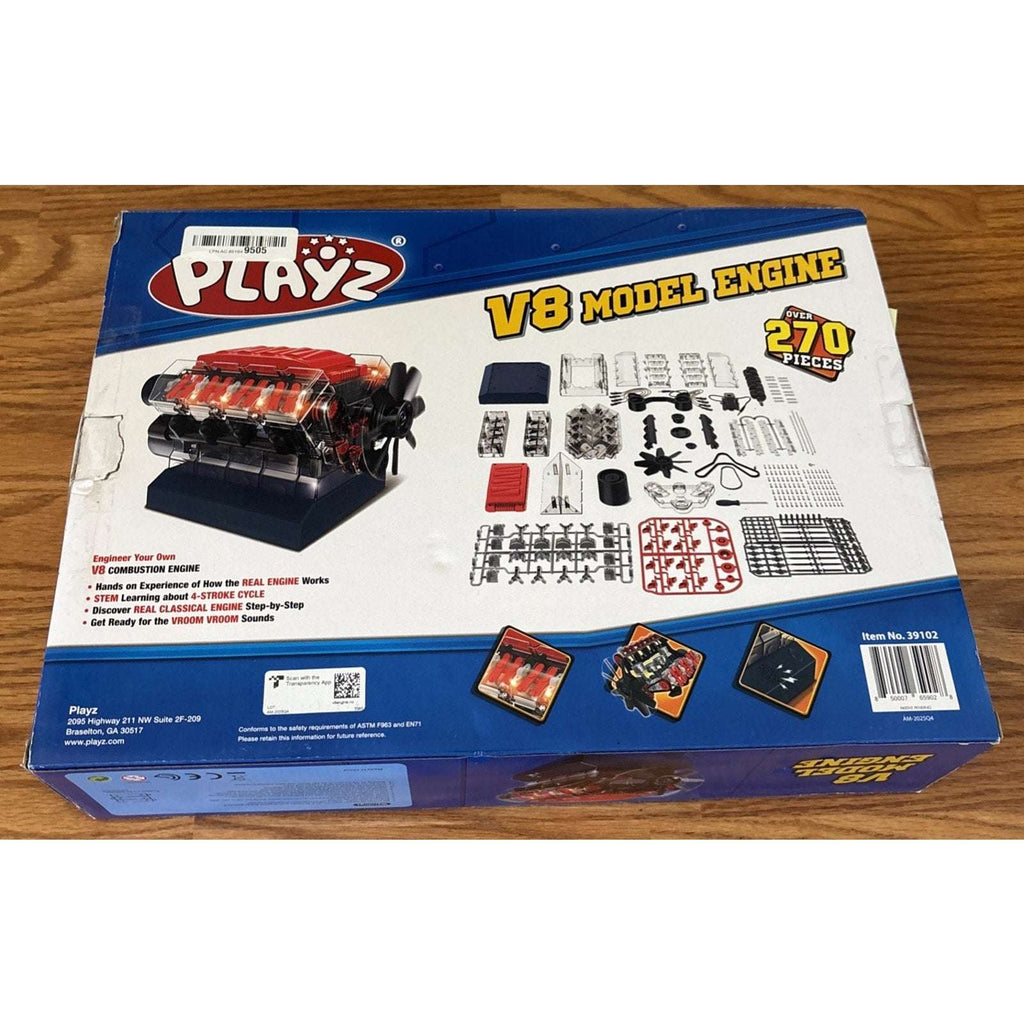 Playz STEM V8 Combustion Engine Model Kit That Runs - Build Your Own - 270Pcs
