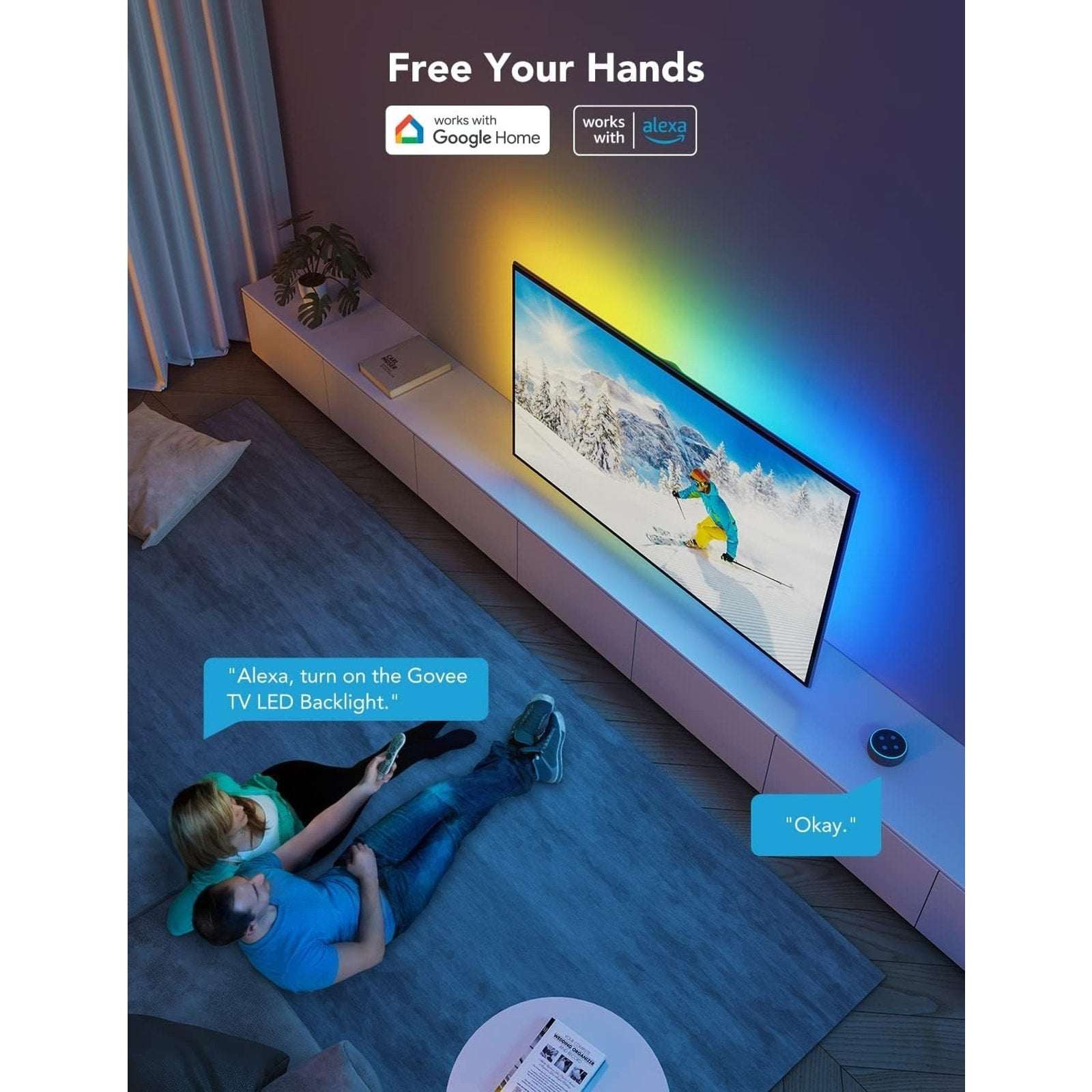 Govee RGBIC TV LED Backlight for 70-80 inch TVs App & Voice Control, Music Sync
