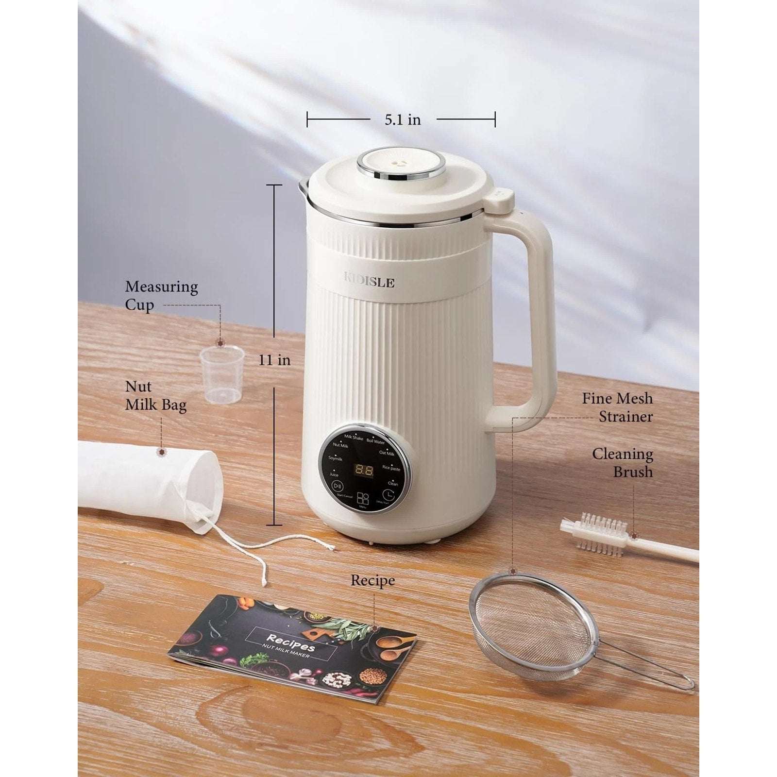 KIDISLE 8 in 1 Nut Milk Maker Blender, 32oz Homemade Soy, Almond, Oat, Coconut,