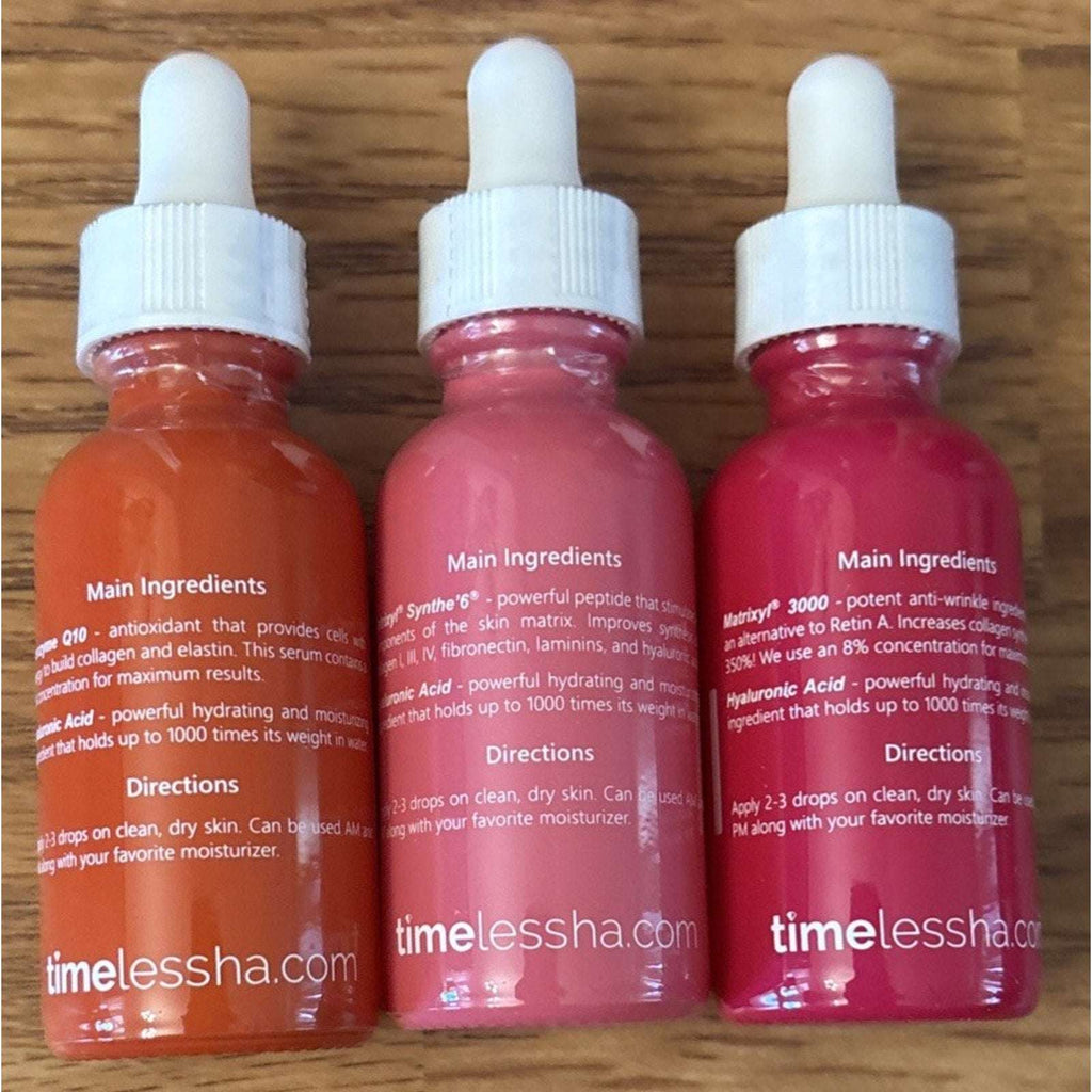 3PC Timeless, Matrixyl 3000 Serum, Matrixyl S6, Coenzyme Q10 + Hyaluronic Acid