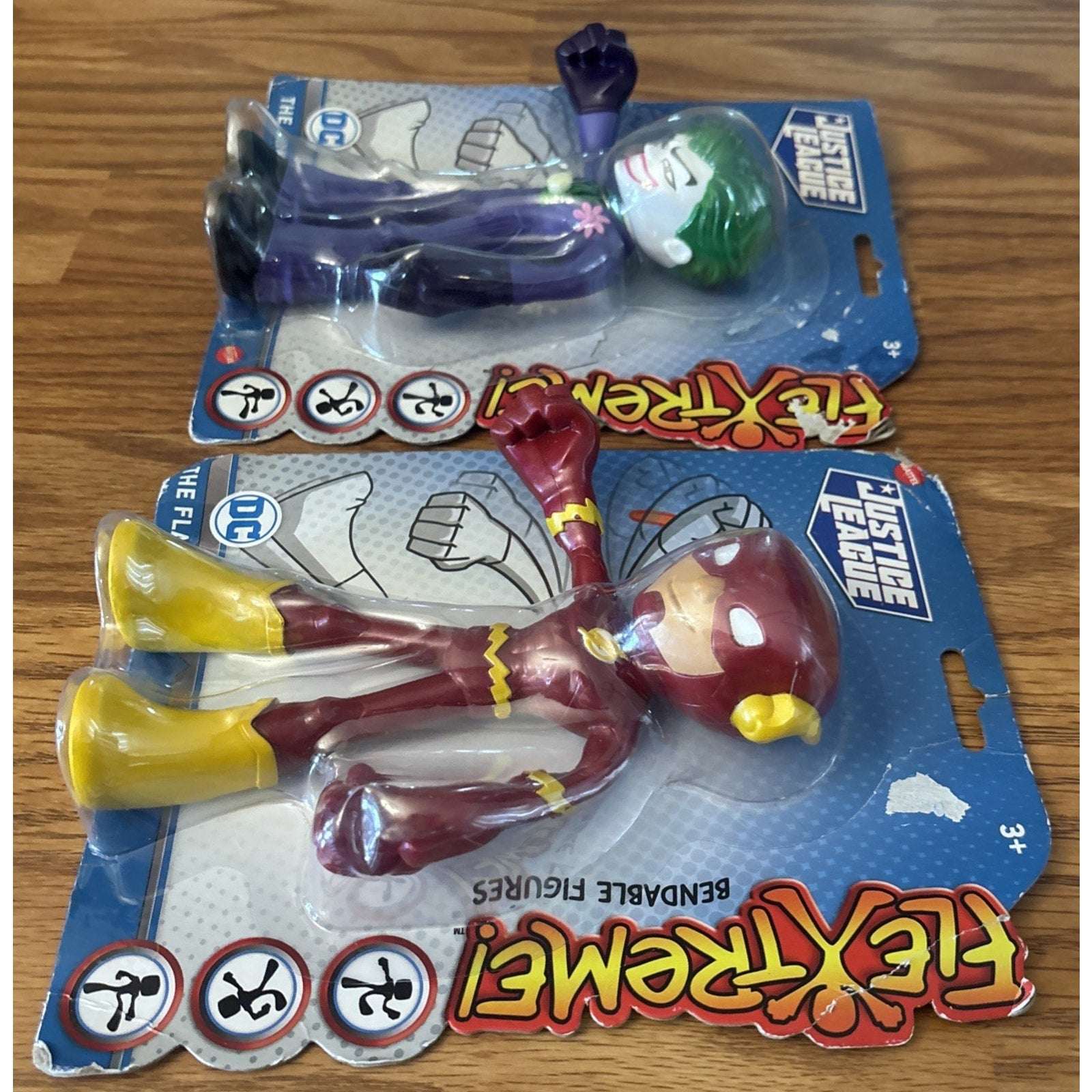 2PC JUSTICE LEAGUE FLEXTREME BENDABLE/POSABLE Joker & The Flash 7" FIGURE Lot