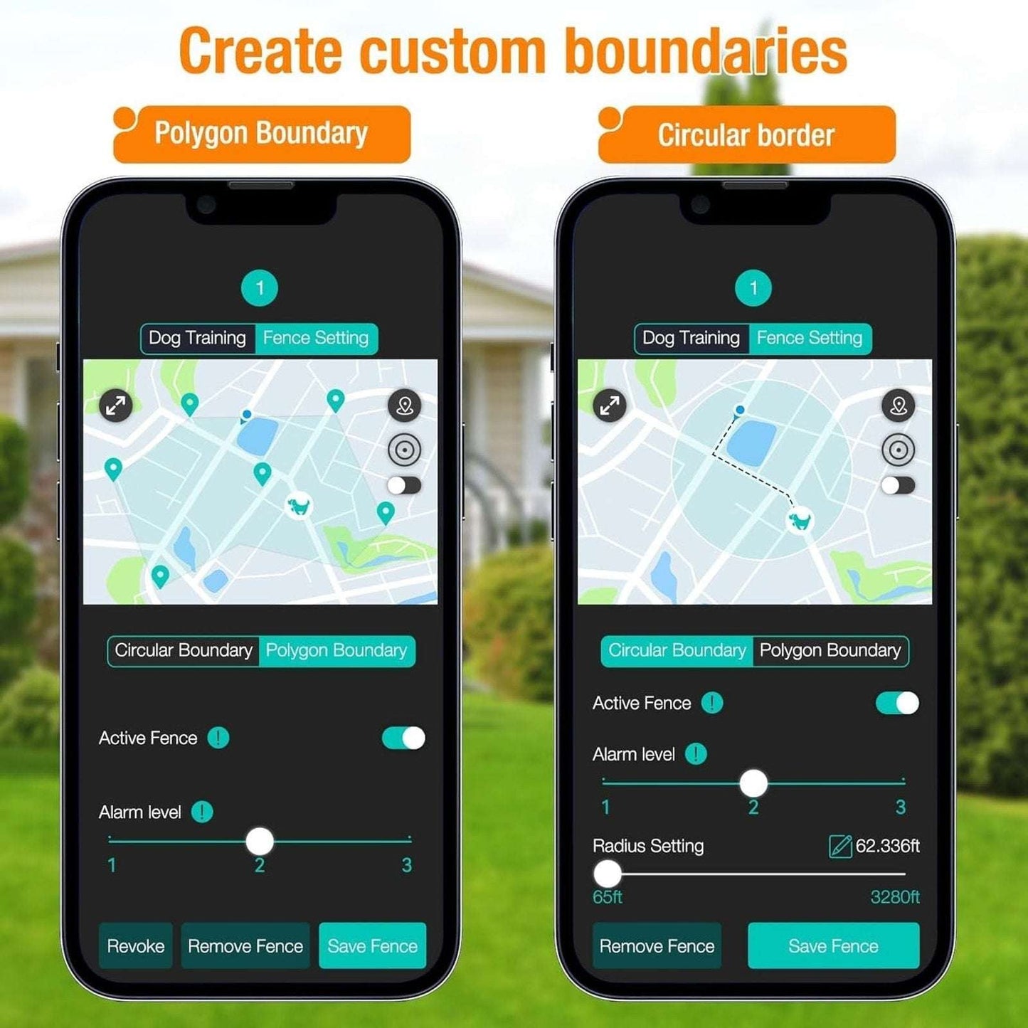 UJQW GPS + Wireless Dog Fence Tracking Training Collar -No Subscription Required