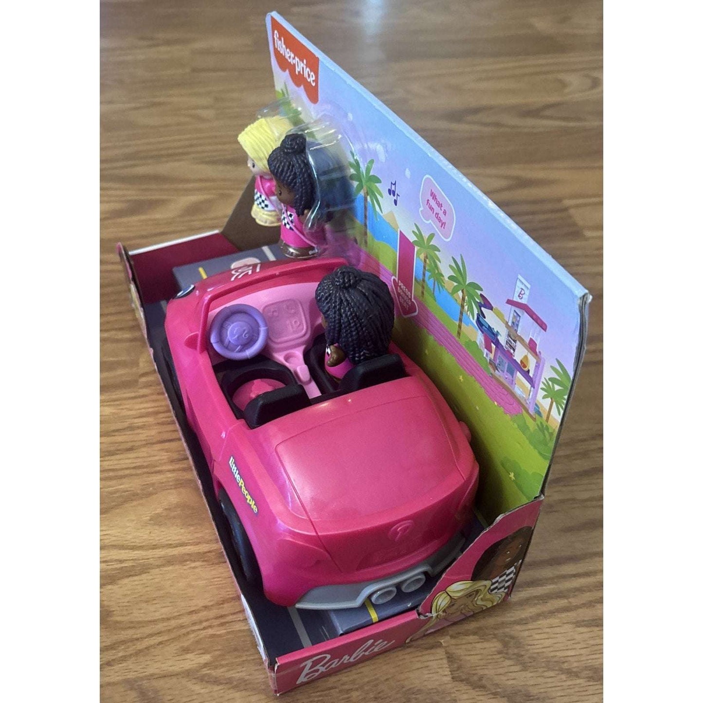 Fisher Price Little People BARBIE Convertible Car with Sounds + 3 Figures NEW