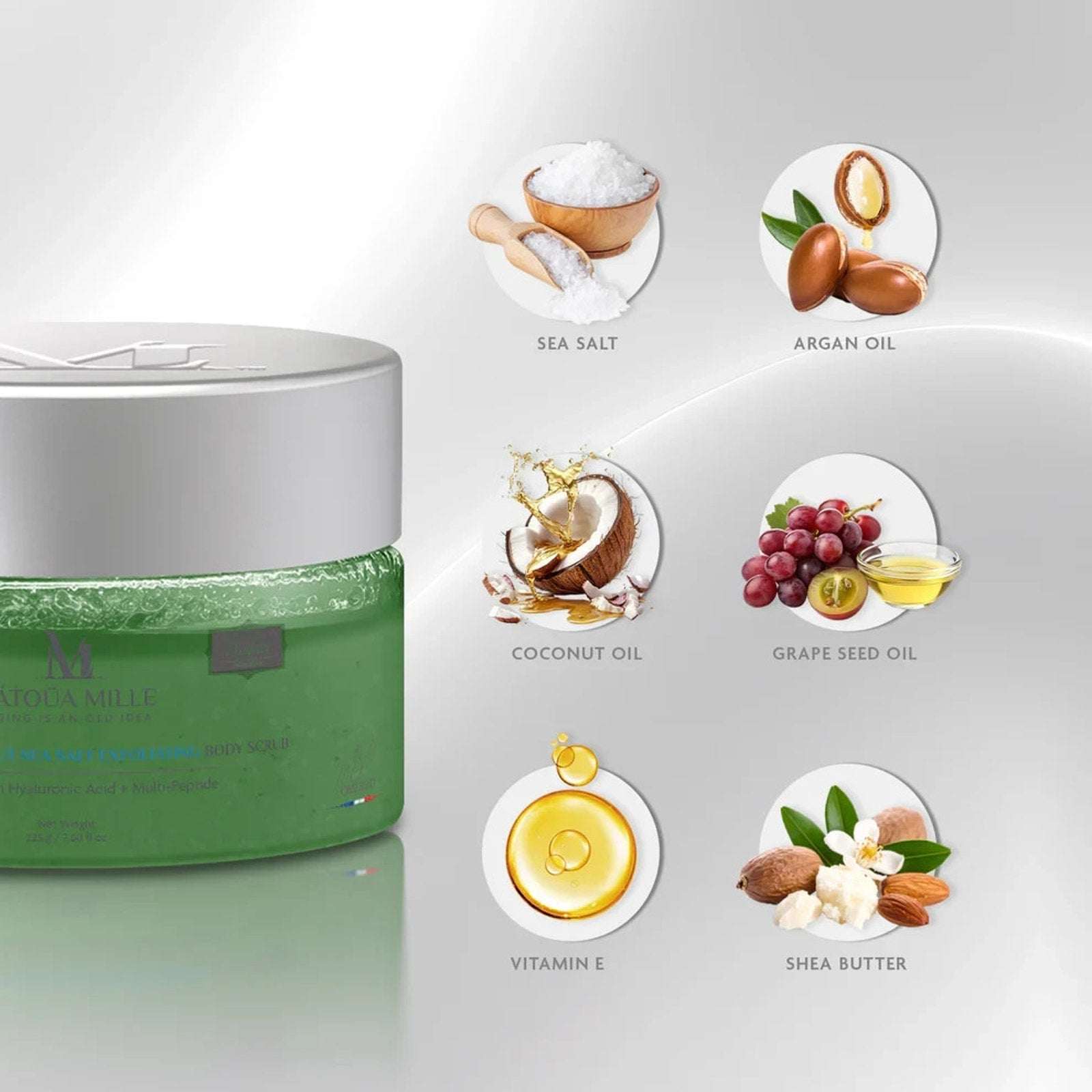 Latoua Mille Glow Renew Coconut Sea Salt Body Scrub Hyaluronic + Multi Peptide