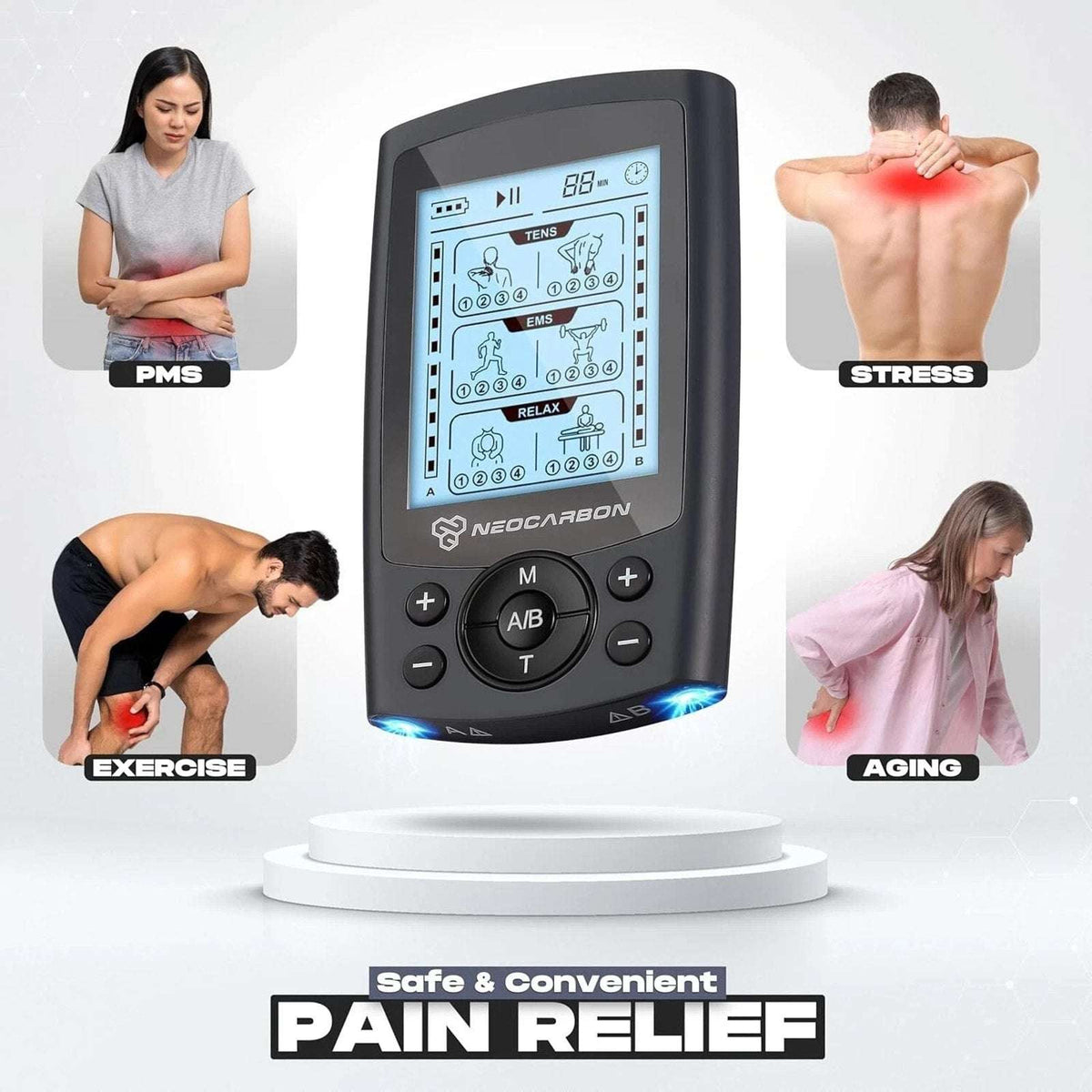 Neocarbon TENS Unit Electronic PMS Massager Machine Gray