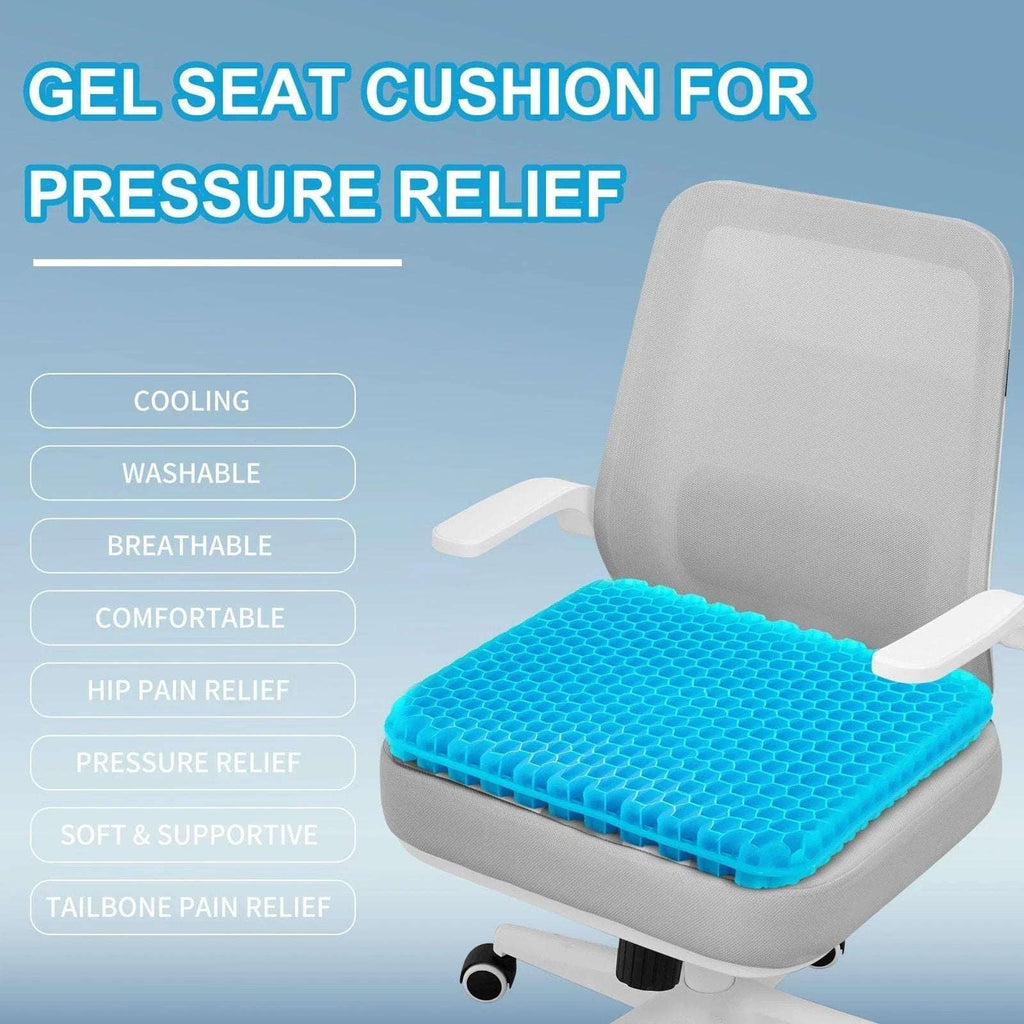 Gel Seat Cushion Long Sitting 16.5" x 14.5" x 2.4" Extra Thick Pressure Relief
