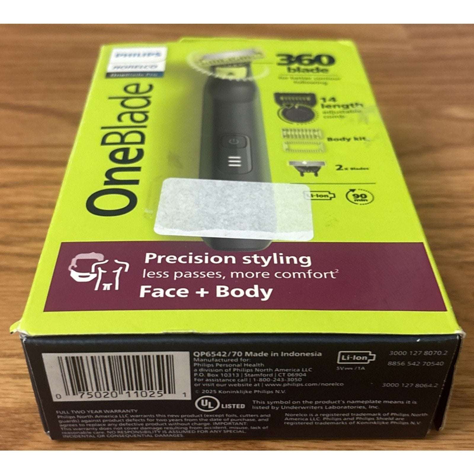 Philips Norelco OneBlade Pro 360 Face + Body Trimmer Shaver +2 Blades QP6542/70
