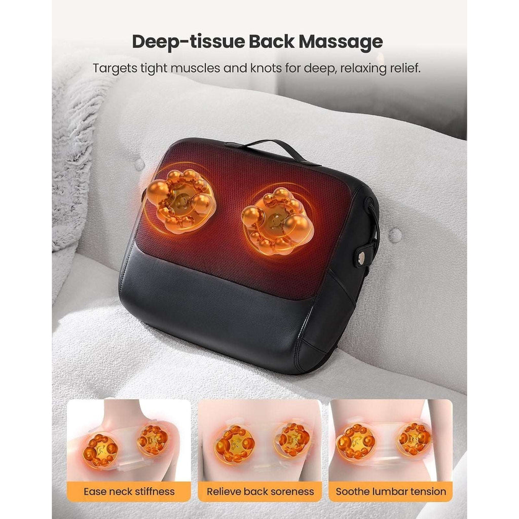 KNQZE 3-in-1 Shiatsu Back Massager Heated Lumbar Support 4D Kneading Deep Tissue