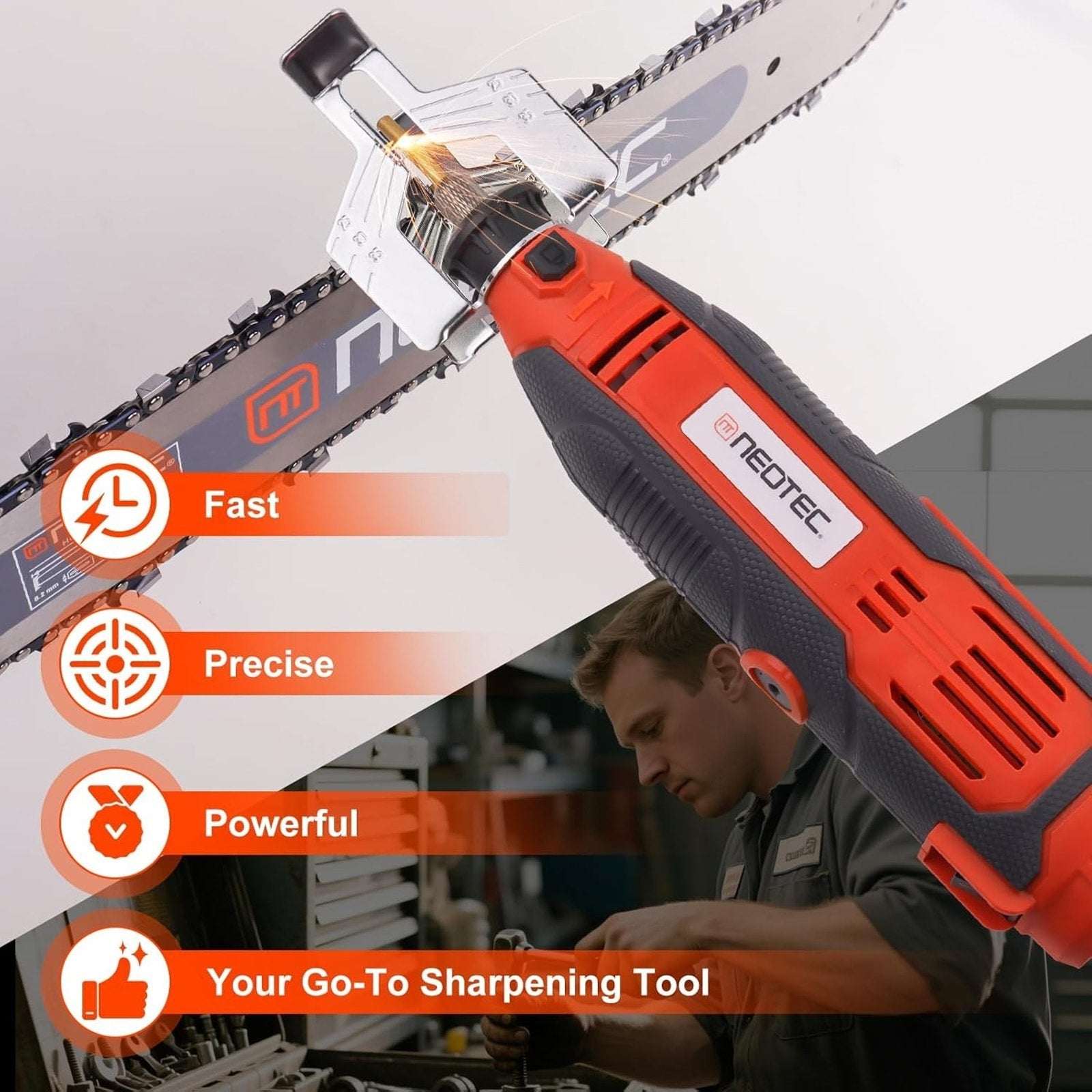 Electric Chainsaw Sharpener Tool Kit w Titanium-Plated Diamond Bit 8000-30000RPM