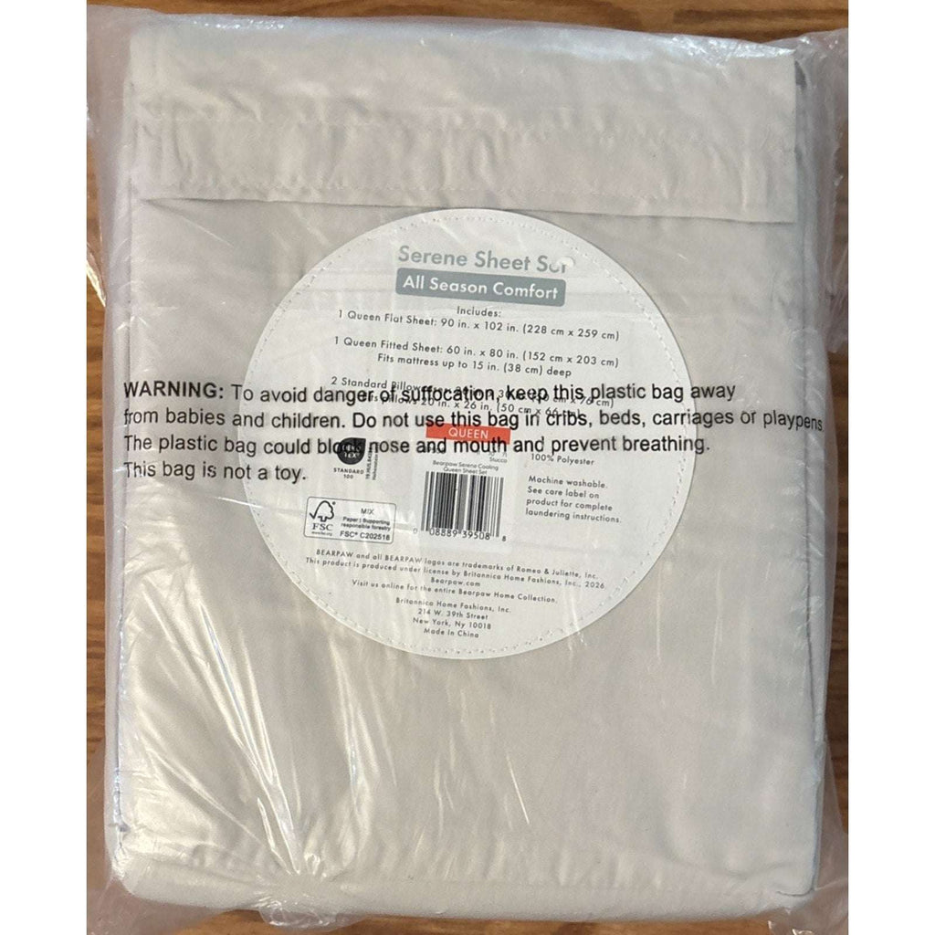 BEARPAW Serene All Season Comfort Queen Size Deep Pocket Sheet Set in Stucco