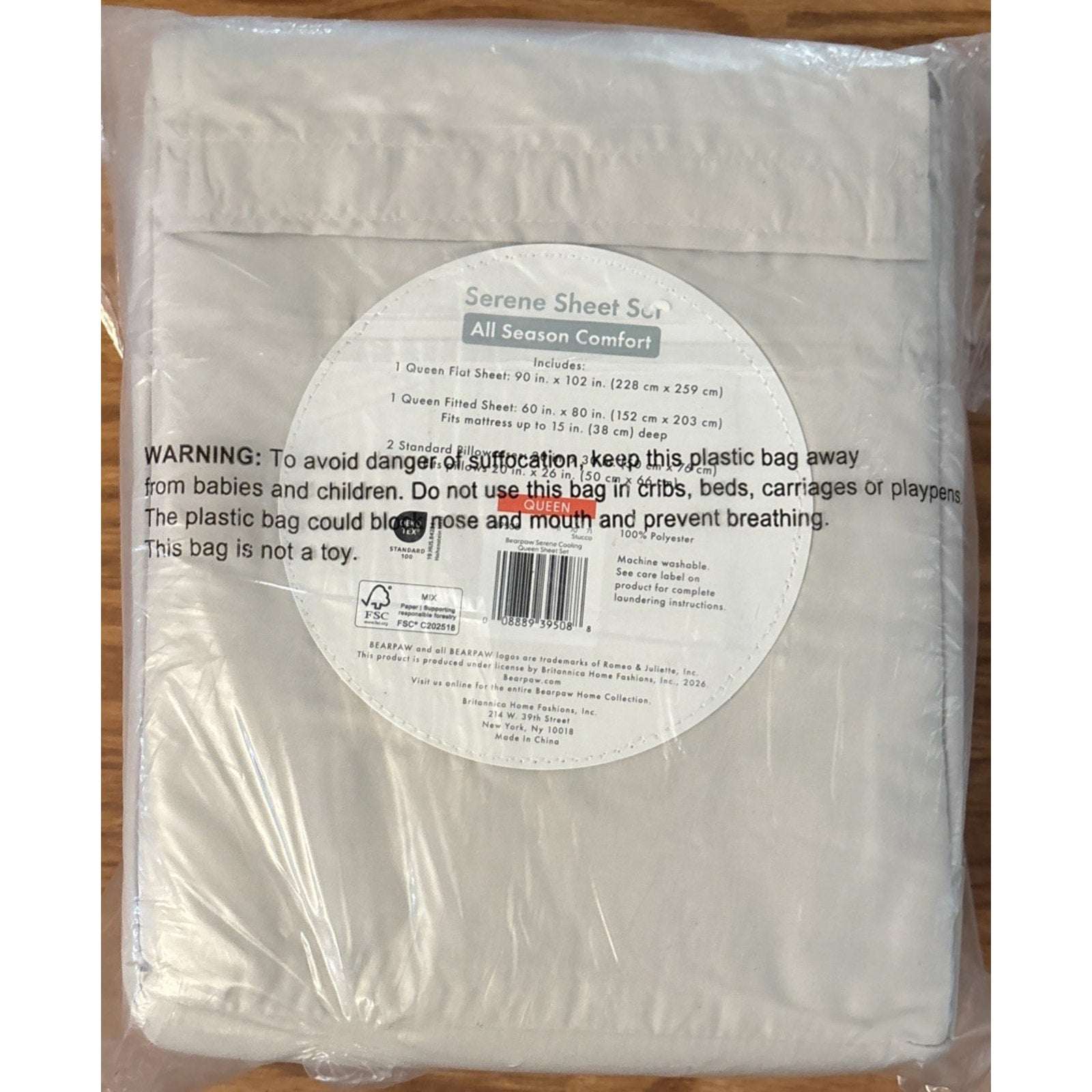 BEARPAW Serene All Season Comfort Queen Size Deep Pocket Sheet Set in Stucco