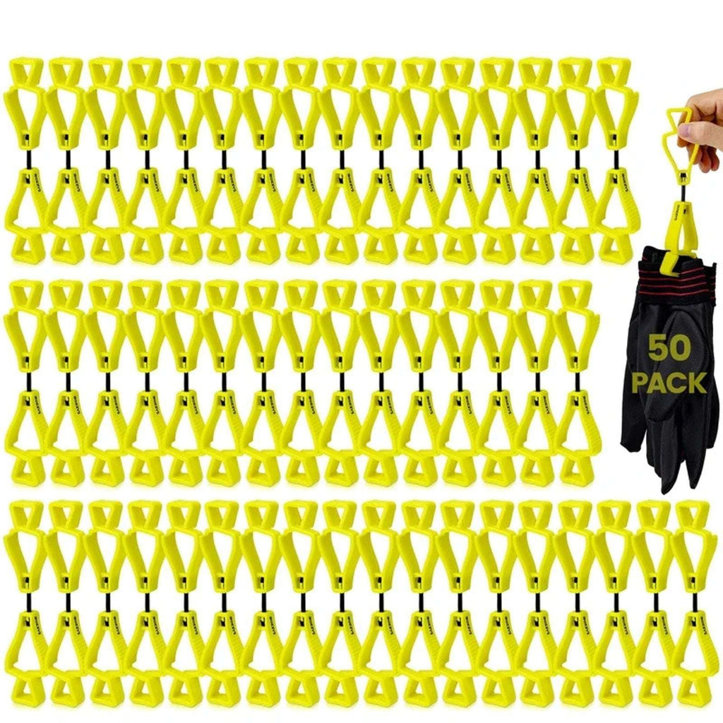 Heavy Duty Work Glove/Hat Clips Holders Belt Attachment 50-Pack Yellow Z-Shaped