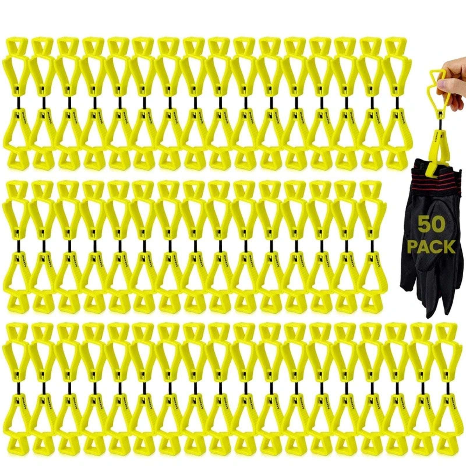 Heavy Duty Work Glove/Hat Clips Holders Belt Attachment 50-Pack Yellow Z-Shaped