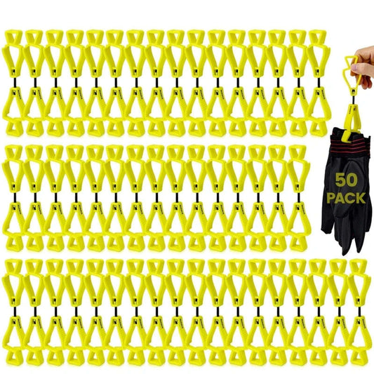 Heavy Duty Work Glove/Hat Clips Holders Belt Attachment 50-Pack Yellow Z-Shaped