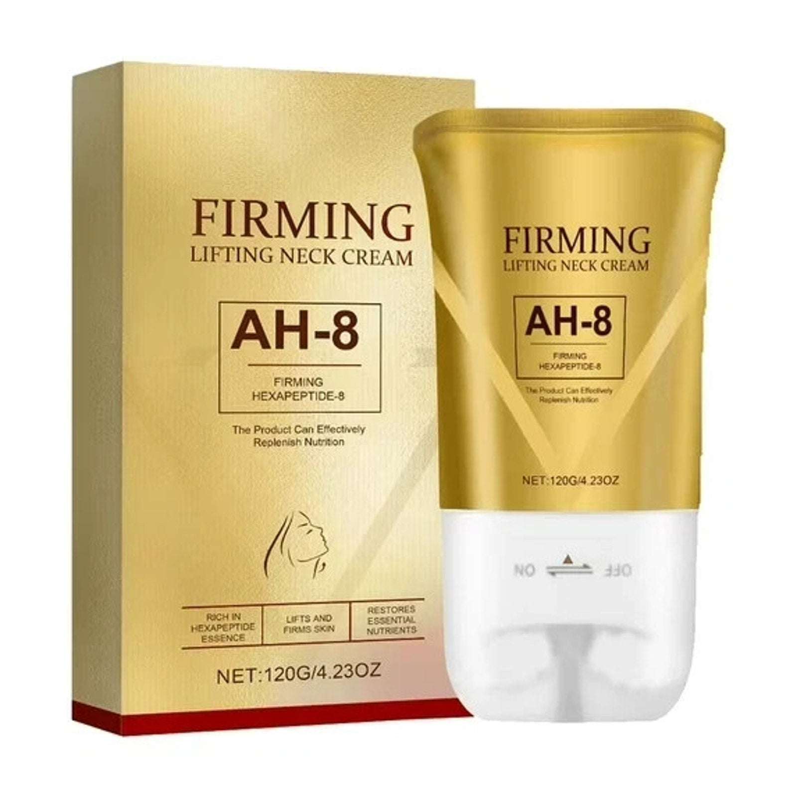 2x AH-8 Firming Lifting Neck Cream & Roller Massager in 1 Hexapeptide Anti-Aging