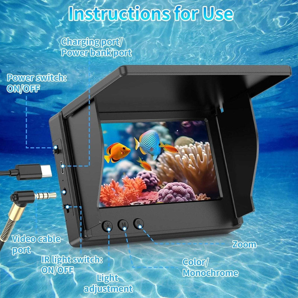 Underwater Fishing Camera Fish Finder w/ Infrared Night Vision, 4.3" LCD Display