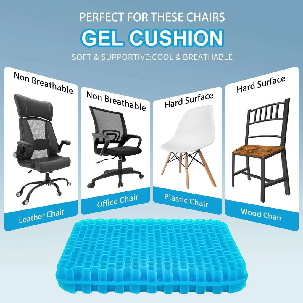 Gel Seat Cushion Long Sitting 16.5" x 14.5" x 2.4" Extra Thick Pressure Relief
