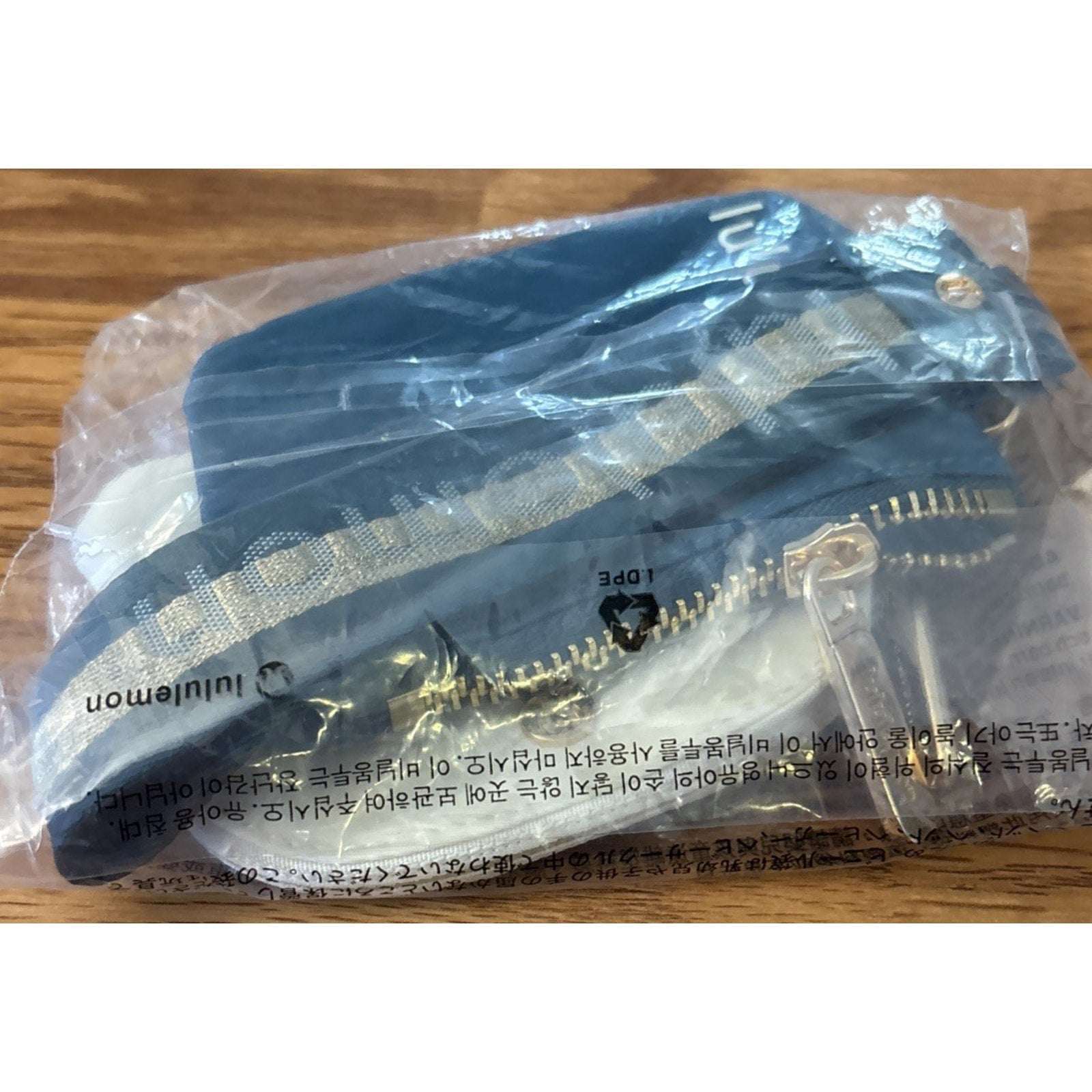 NWT Lululemon Dual Pouch Wristlet Wallet Keychain Wordmark Warp Teal, Gold, Bone