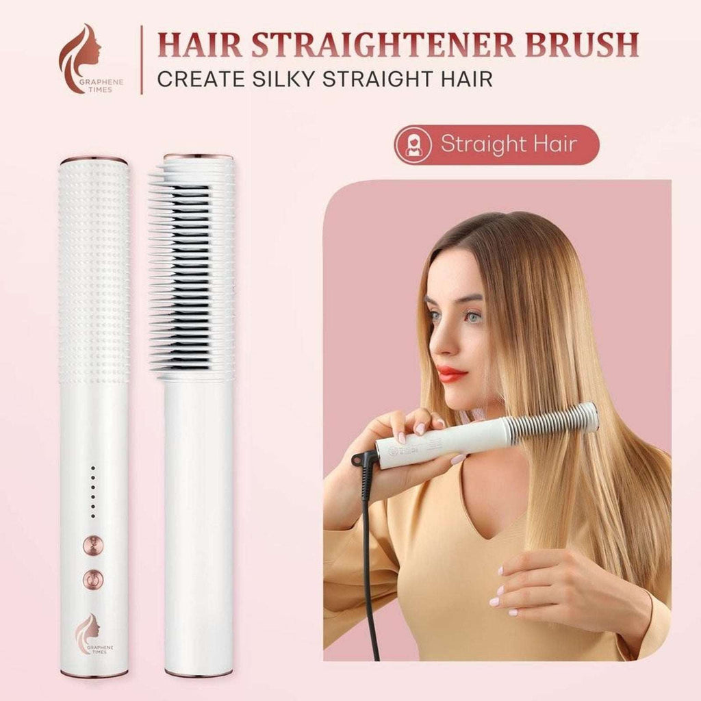 Graphene Times Hair Straightening Brush Auto-Off, Anti-Scald, Fast Heating Comb
