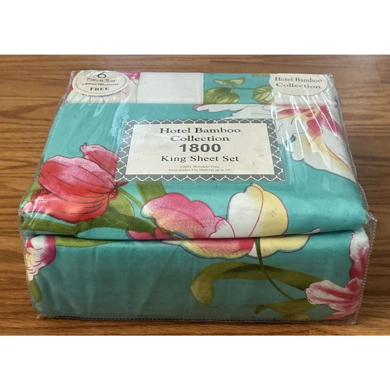 Hotel Bamboo Collection 1800 6-Piece KING Sheet Set Wrinkle-Free Tropical Floral