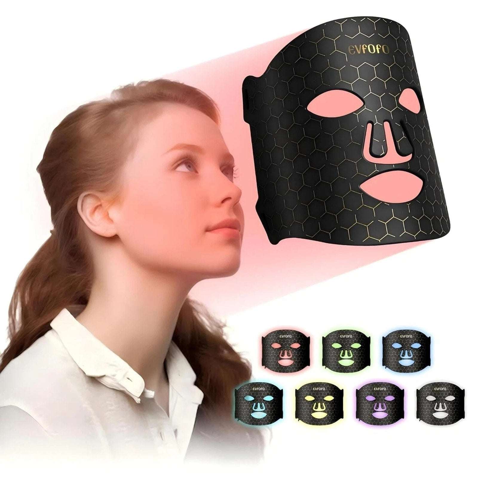 Evfofo Red LED Light Therapy Face Mask 7 Color LED Smoother & More Refined Skin