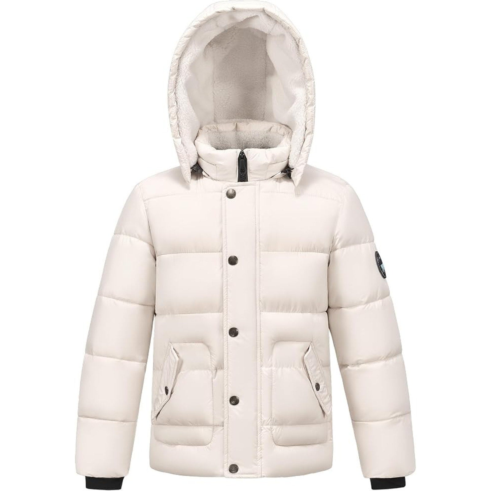 WULFUL Boy's Winter Coat Sherpa Lined Detachable Hat Down Puffer Jacket Sz 15/16