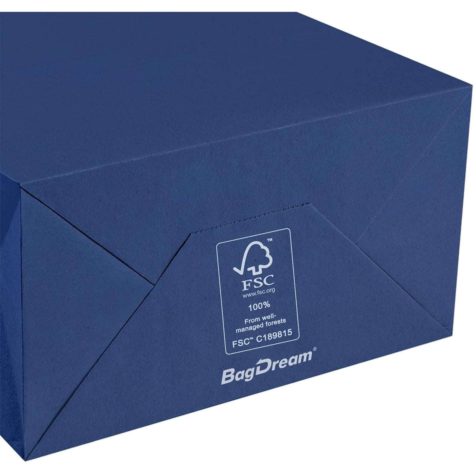100Pcs Navy Blue Kraft Paper Gift Bags 8x4.25x10.5 Coastal Boutique Retail Gifts