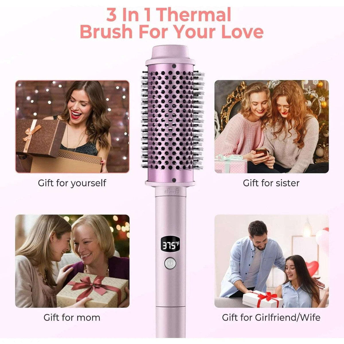 3in1 Thermal Heated Round Brush Set, Adjustable Temp Ceramic Tourmaline 30/38/45