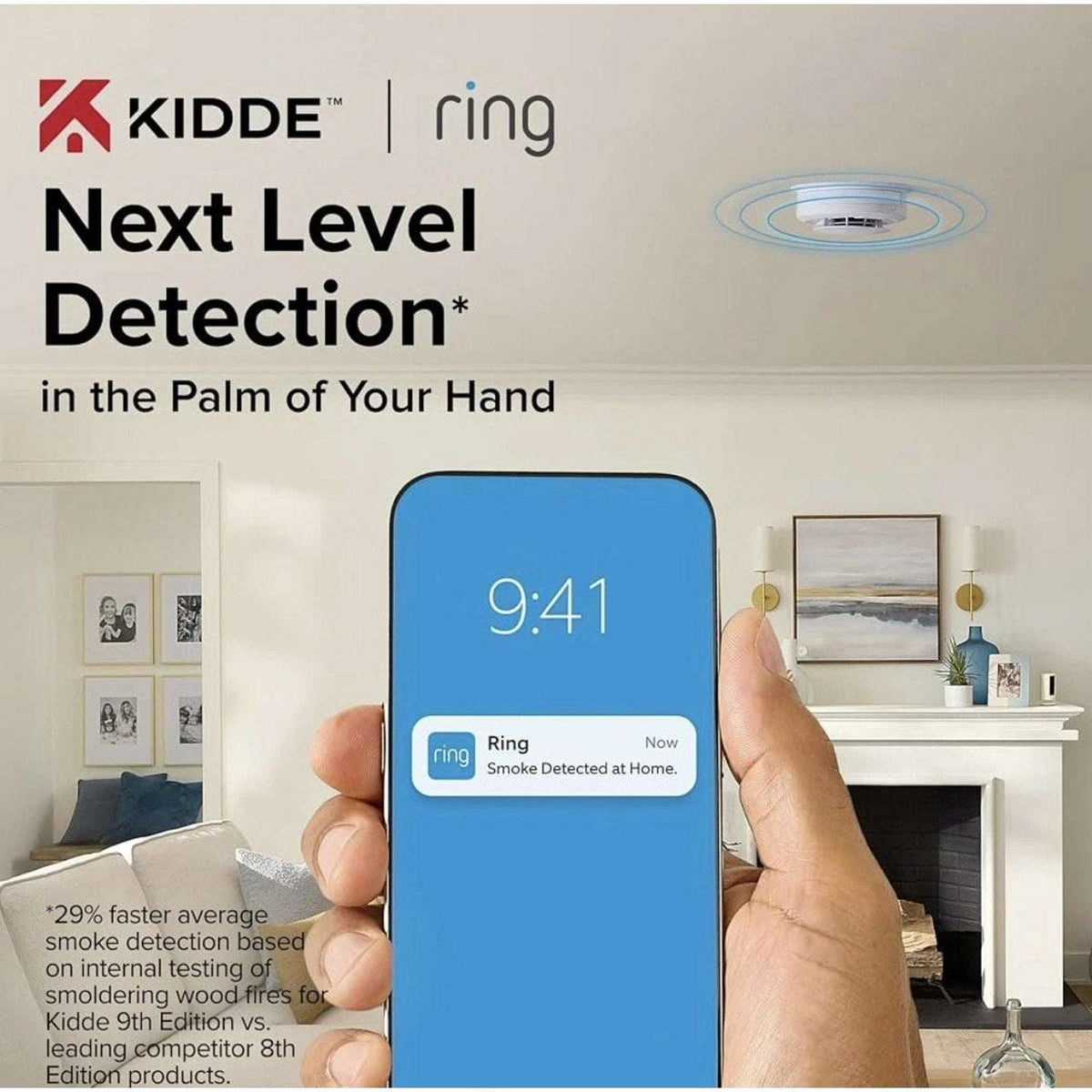 Kidde Ring Enabled Smart Smoke + Carbon Monoxide Alarm Detector Wired RGCUAR-RW
