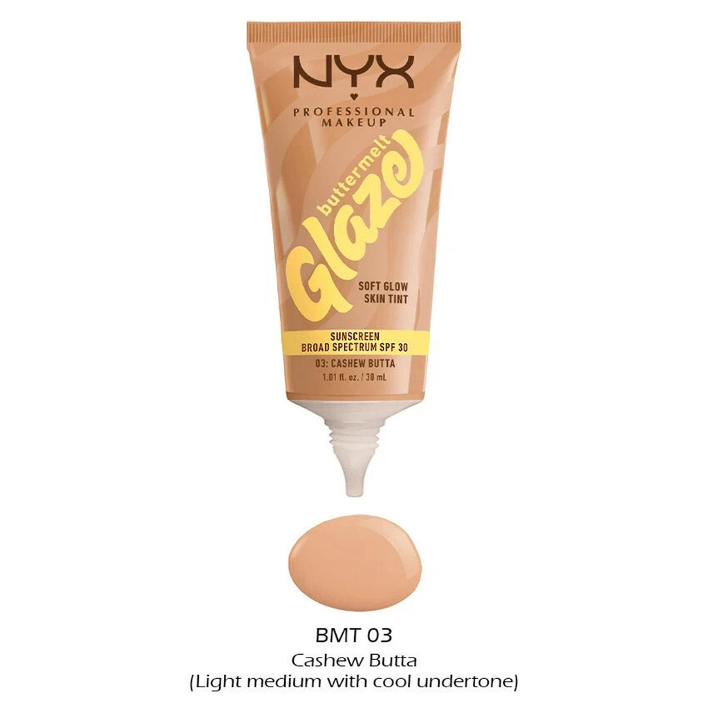 NYX Buttermelt Glaze Soft Glow Skin Tint Moisturizer SPF 30 in 03: Cashew Butta