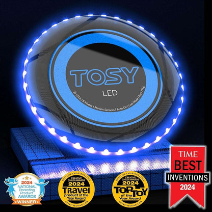 TOSY Rechargeable Light Up Frisbee Super Bright Flying Disc Smart Modes BLUE LED