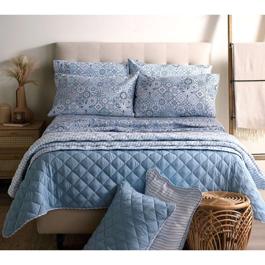 2 Complete Home Reflections Double Brushed Queen Sheet Sets +Extra Cases - Blue