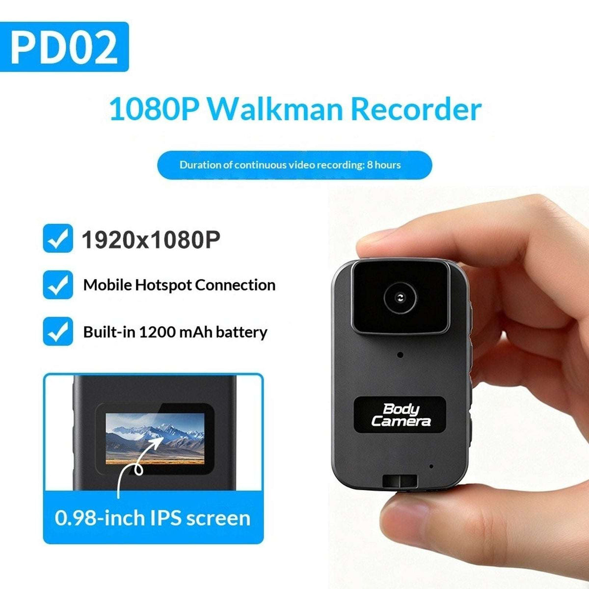 1080P Mini WiFi Body Camera w/ Audio Waterproof Car Sports Recorder w/ Back Clip