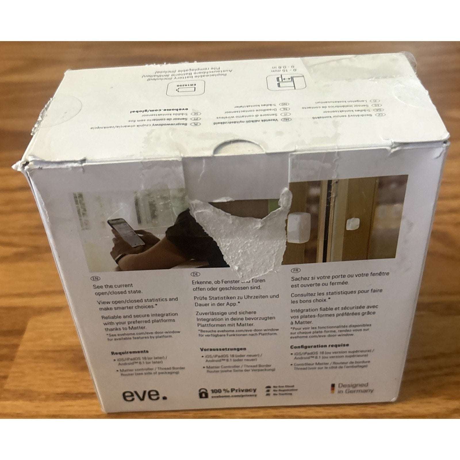 Eve Door & Window (Matter) Smart Contact Sensor 20EBN9901 For Apple Home, Google