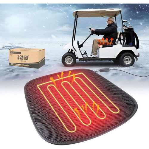 10L0L Universal Golf Cart Heated Seat Cushion 3 Heat Levels & Auto-Off Black/Red