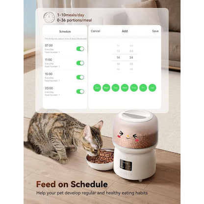 3L Automatic Cat Pet Food Dispenser Feeder w/ APP Control, Up to 10 Meals Daily