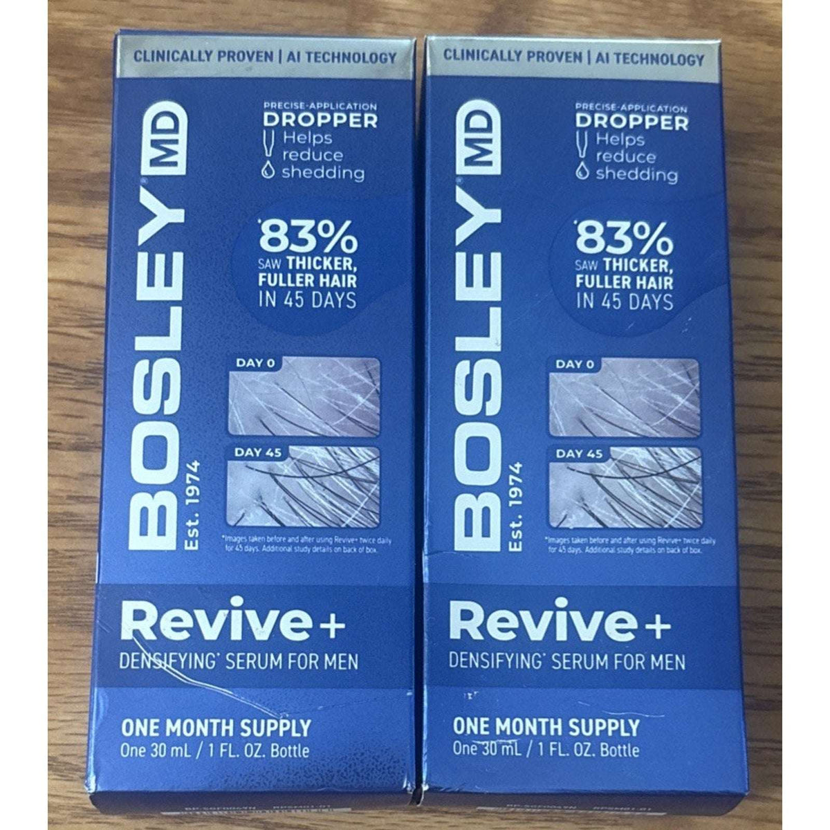 2x BosleyMD Revive + Densifying Hair Regrowth Serum for Men - 2 Month Supply NEW