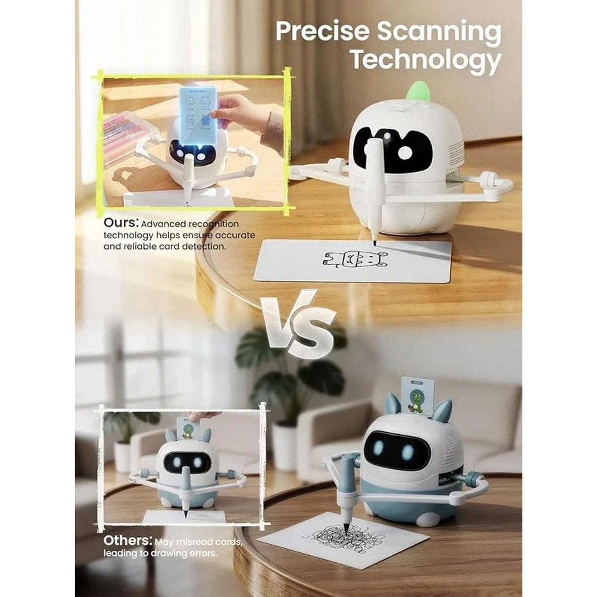 Smart Drawing Robot for Kids w/ 150 Cards, Lights & Voice Guide Educational Art