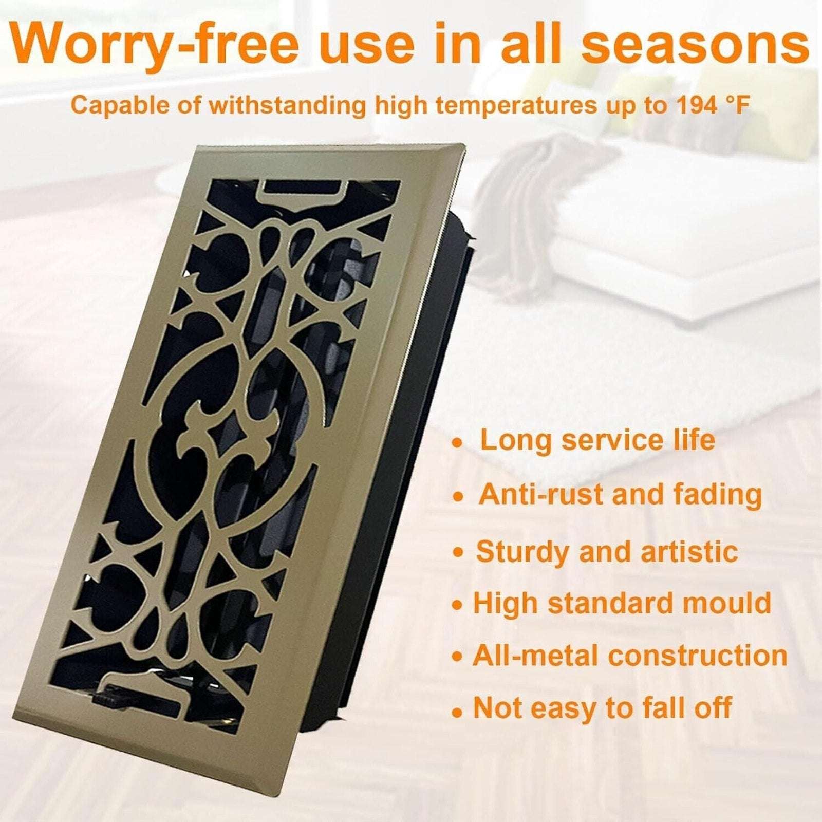 2-Pk 4" X 10" Floor Vent Registers Decorative Heavy Duty Floor Air Covers Bronze
