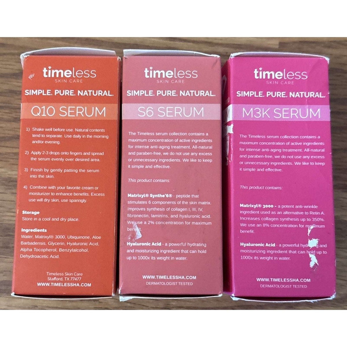 3PC Timeless, Matrixyl 3000 Serum, Matrixyl S6, Coenzyme Q10 + Hyaluronic Acid