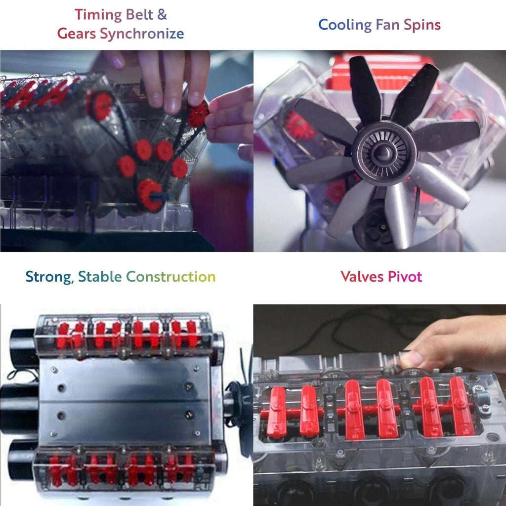 Playz STEM V8 Combustion Engine Model Kit That Runs - Build Your Own - 270Pcs